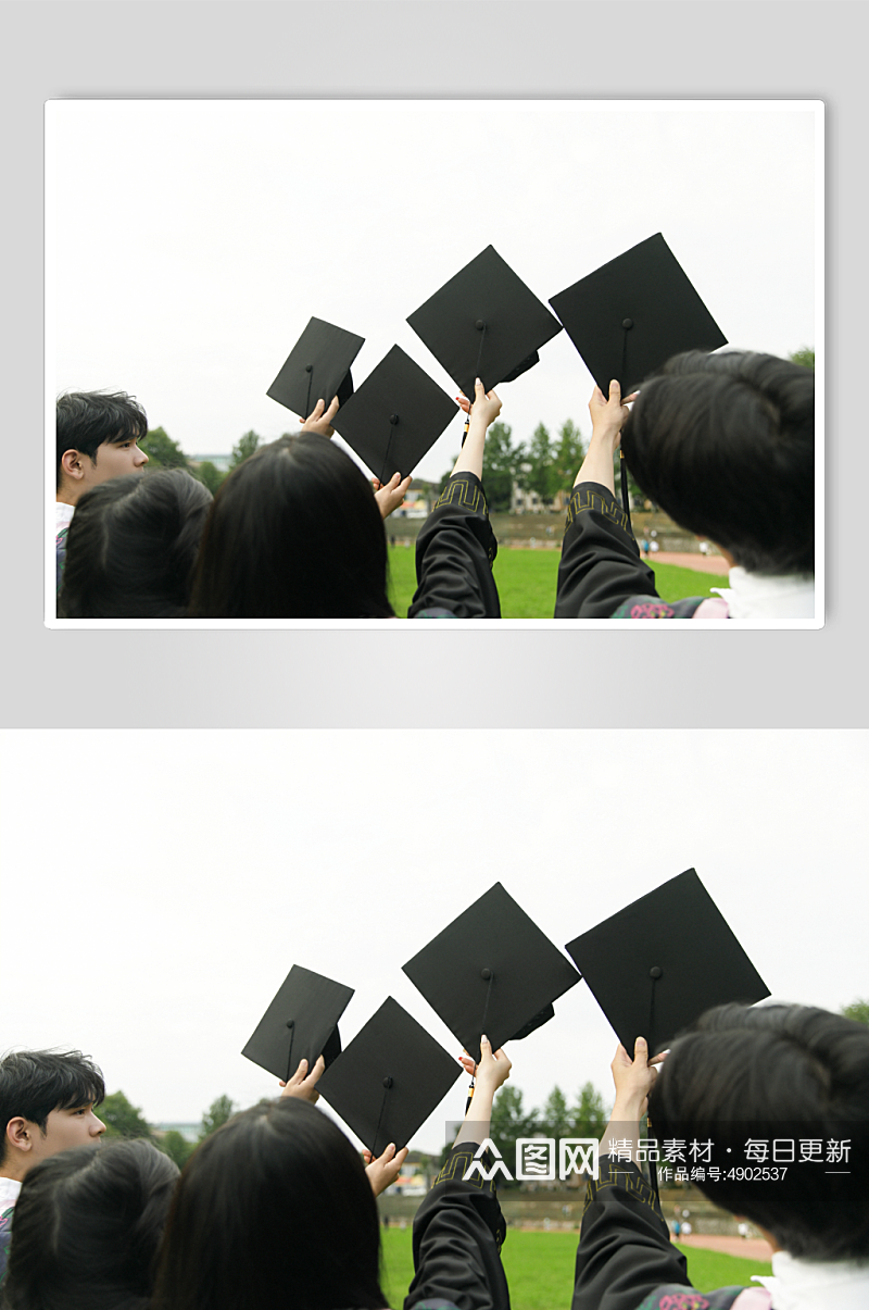 手拿毕业帽年青人学生毕业季人物摄影图片素材