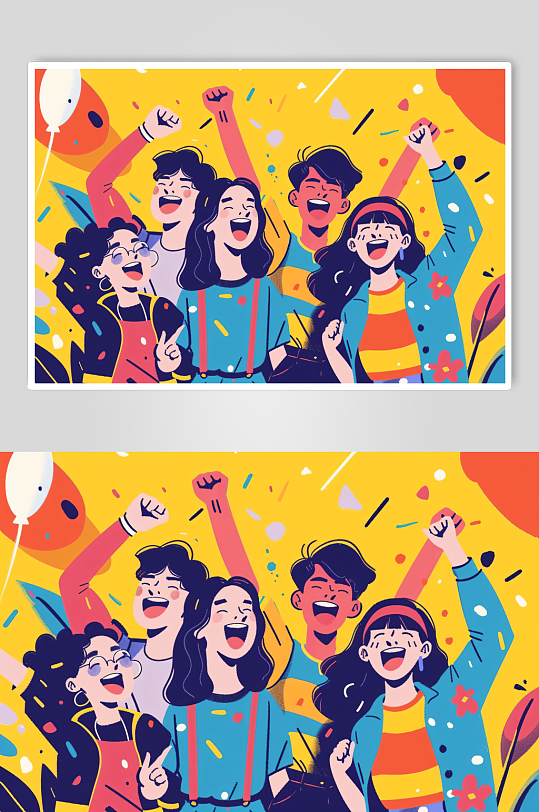 AI数字艺术五四青年节卡通年轻人插画-众图网