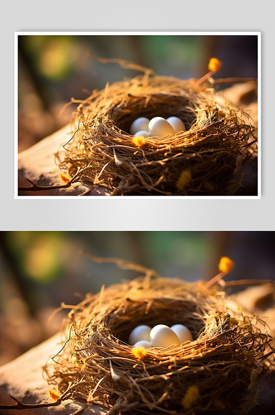 AI数字艺术鸡窝鸟窝鸡蛋农产品摄影图片
