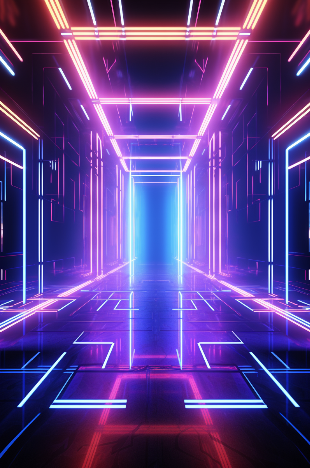 AI数字艺术紫色科技感霓虹灯背景图素材