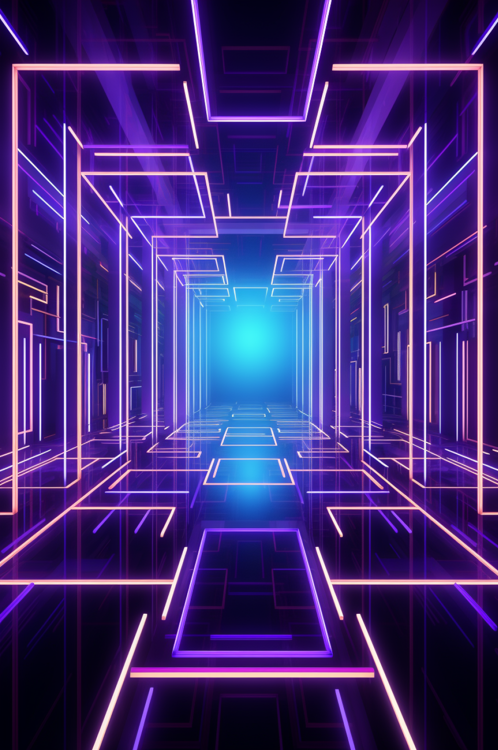 AI数字艺术紫色科技感霓虹灯背景图素材