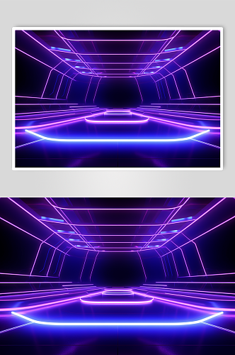 AI数字艺术紫色科技感霓虹灯背景图