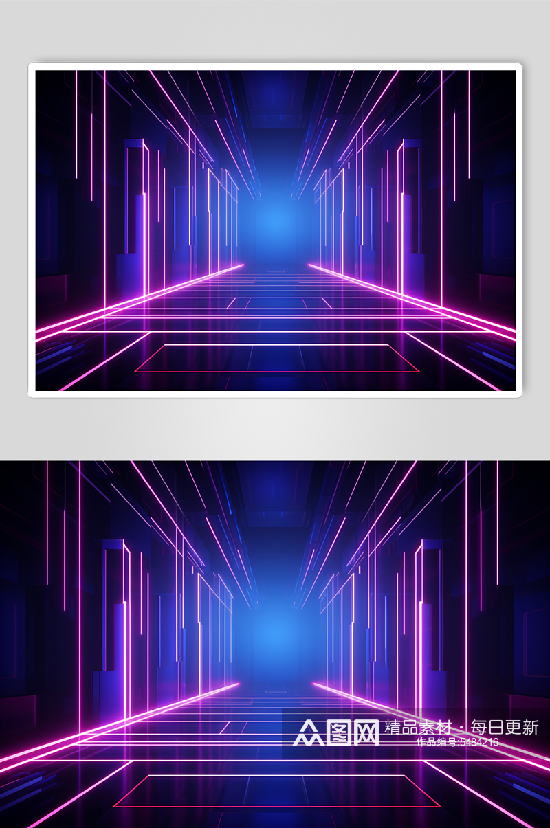 AI数字艺术紫色科技感霓虹灯背景图素材