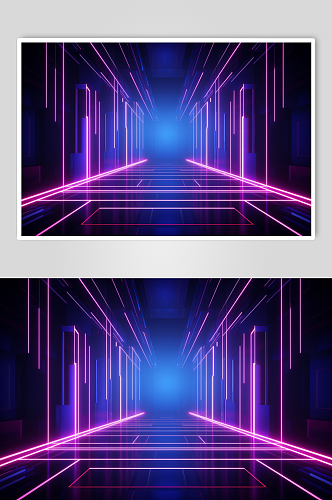 AI数字艺术紫色科技感霓虹灯背景图