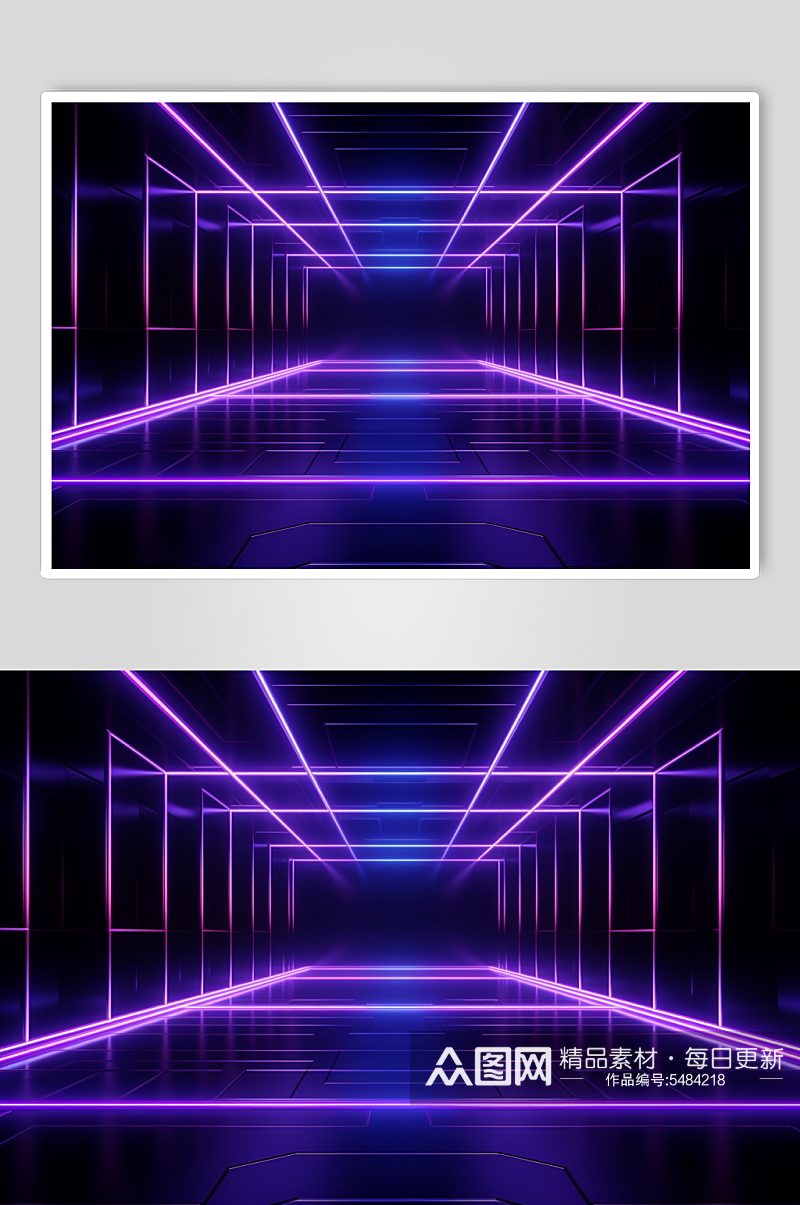 AI数字艺术紫色科技感霓虹灯背景图素材