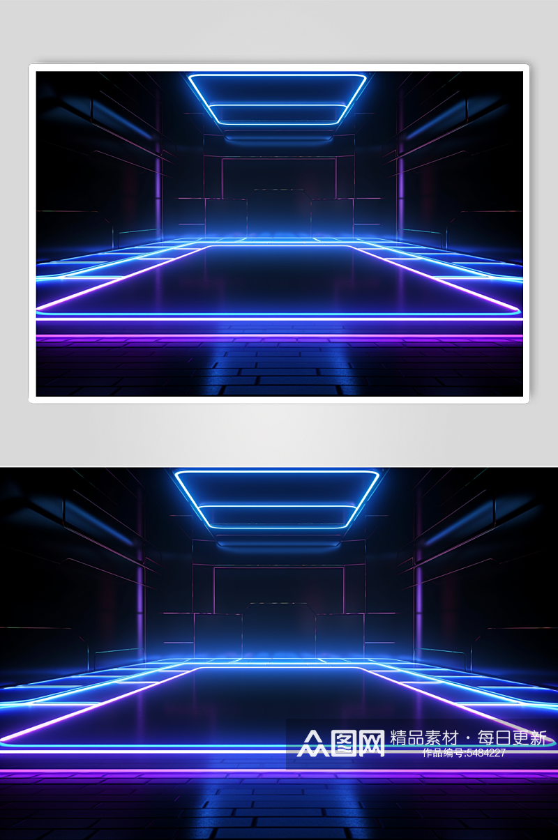 AI数字艺术紫色科技感霓虹灯背景图素材