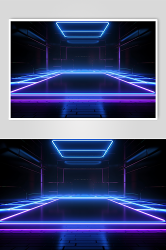 AI数字艺术紫色科技感霓虹灯背景图