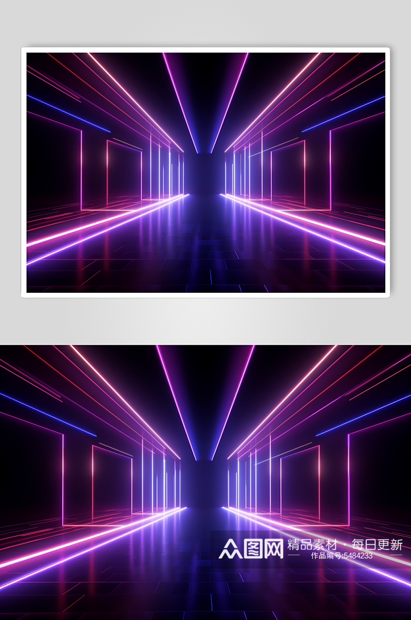 AI数字艺术紫色科技感霓虹灯背景图素材