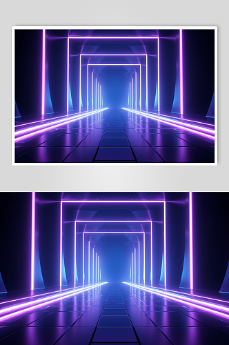 AI数字艺术紫色科技感霓虹灯背景图