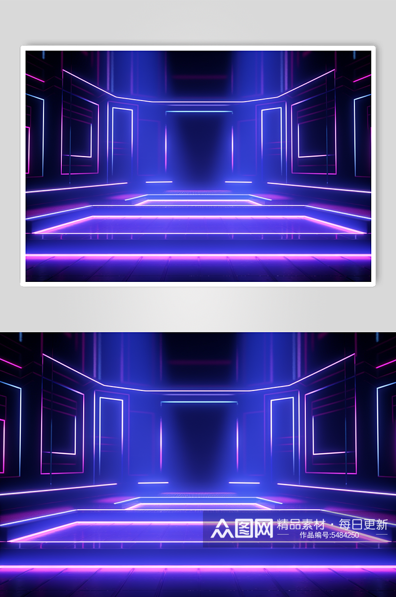 AI数字艺术紫色科技感霓虹灯背景图素材