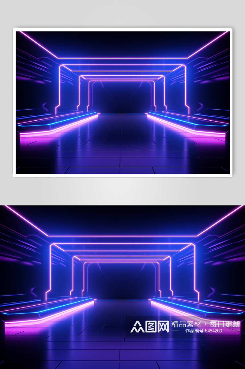 AI数字艺术紫色科技感霓虹灯背景图素材