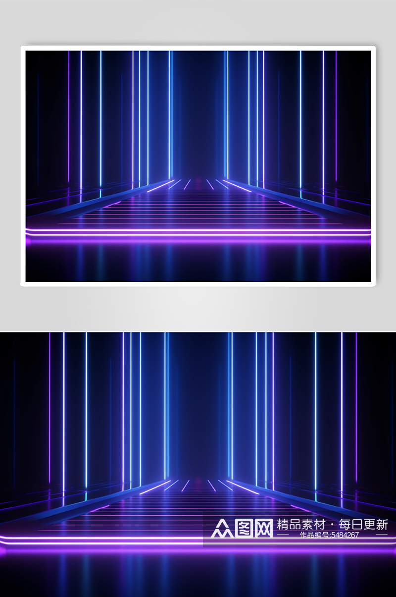 AI数字艺术紫色科技感霓虹灯背景图素材