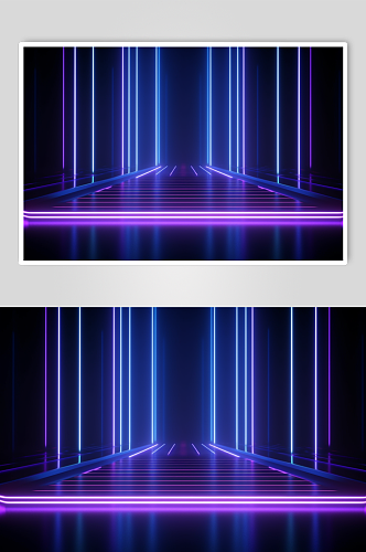 AI数字艺术紫色科技感霓虹灯背景图