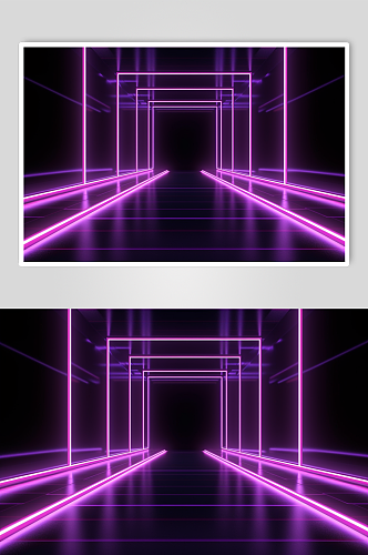 AI数字艺术紫色科技感霓虹灯背景图