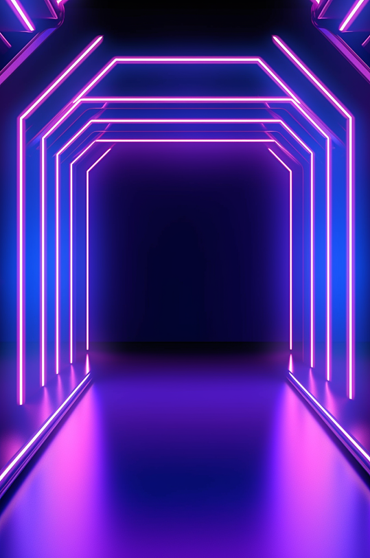 AI数字艺术竖版紫色霓虹灯电商背景图