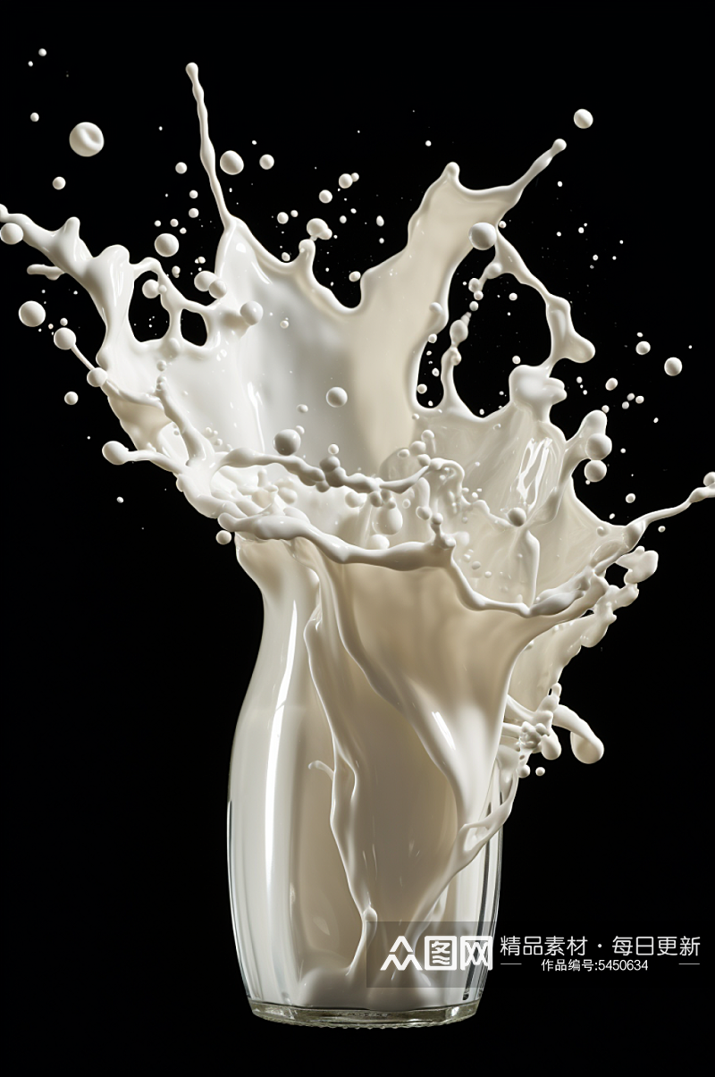 AI数字艺术牛奶液体飞溅模型元素素材