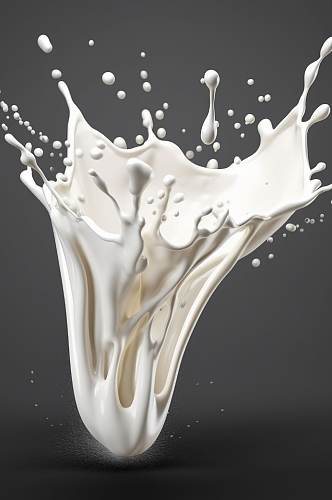 AI数字艺术简洁原创牛奶液体飞溅模型元素