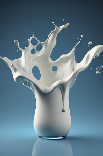 AI数字艺术极简创意牛奶液体飞溅模型元素