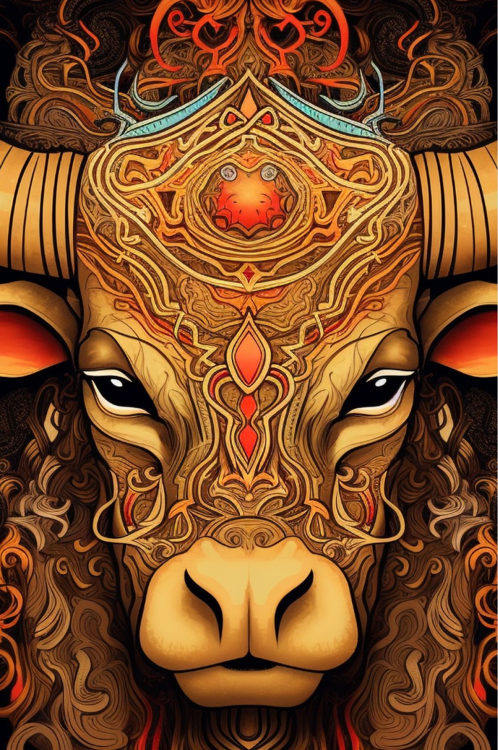 AI数字艺术栩栩如生十二生肖牛年动物插画素材