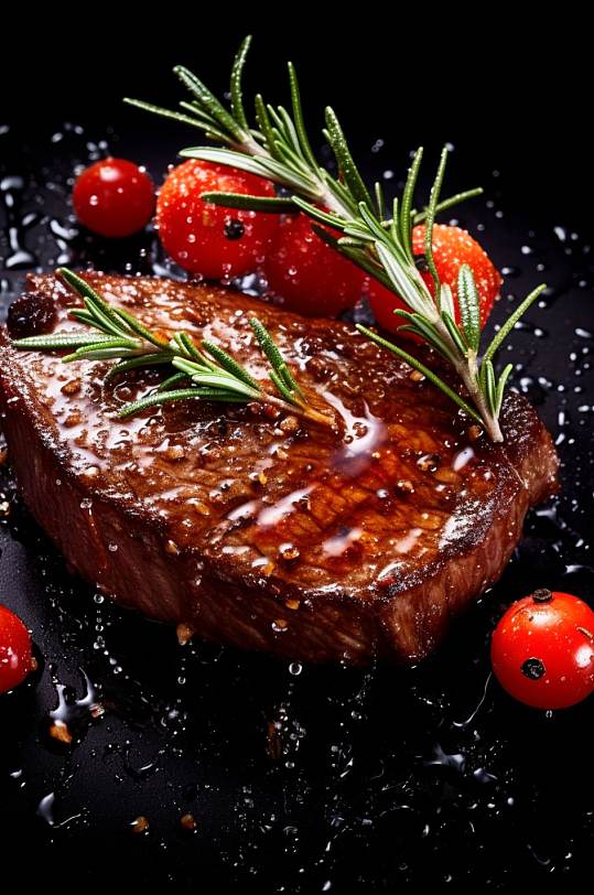 AI数字艺术美味牛排牛肉美食摄影图片