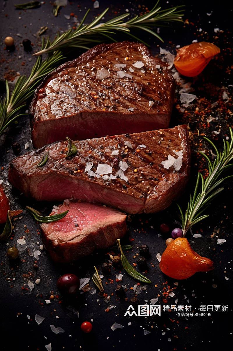 AI数字艺术高清牛排牛肉美食摄影图片素材