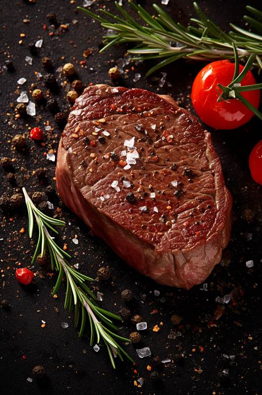 AI数字艺术精致牛排牛肉美食摄影图片