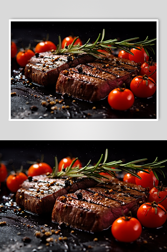 AI数字艺术新鲜牛排牛肉美食摄影图片