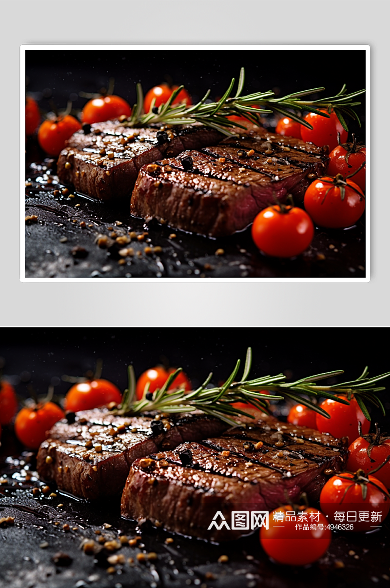 AI数字艺术新鲜牛排牛肉美食摄影图片素材