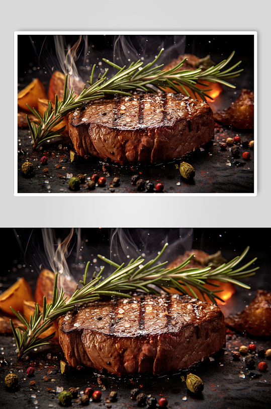 AI数字艺术新鲜牛排牛肉美食摄影图片