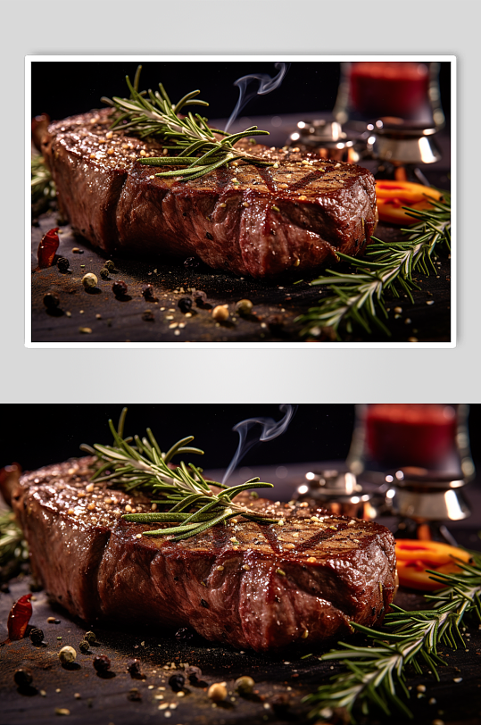 AI数字艺术精美牛排牛肉美食摄影图片