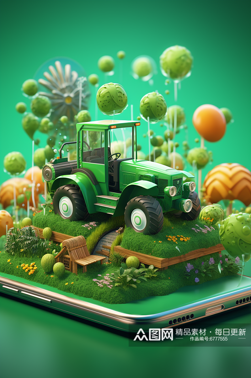 AI数字艺术科技农业卡通小模型素材
