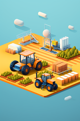 AI数字艺术科技农业卡通小模型