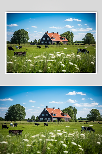 AI数字艺术高清奶牛农庄农场摄影图片
