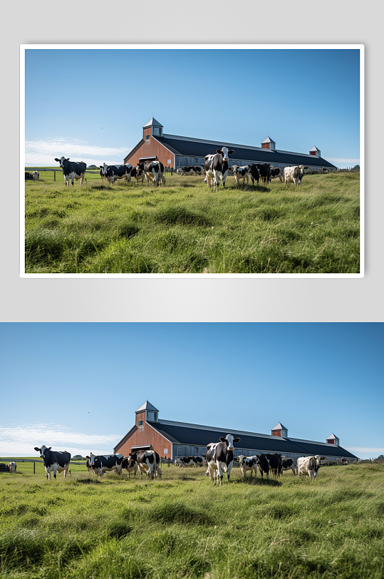 AI数字艺术清晰奶牛农庄农场摄影图片