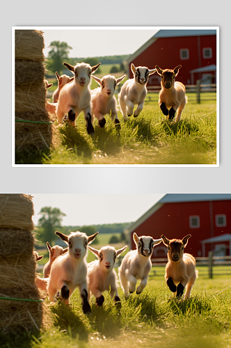 AI数字艺术清晰小羊农庄农场摄影图片