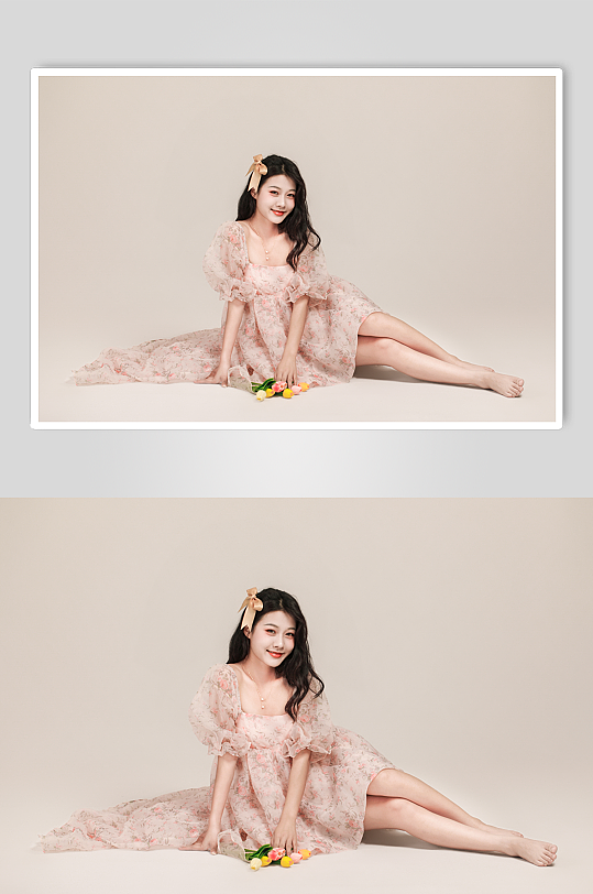 粉色拖尾短裙时尚女生人物摄影图片-众图网