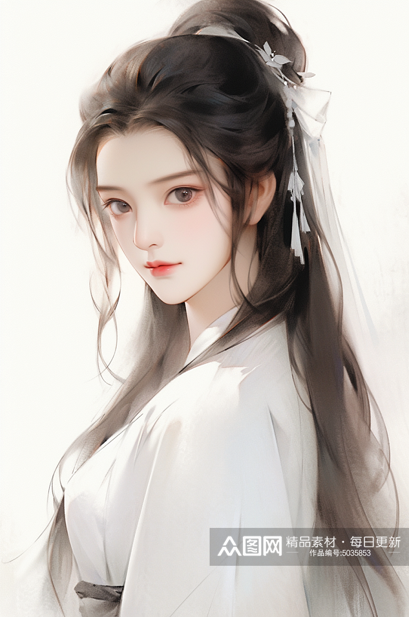 AI数字艺术古风唯美女生插画素材