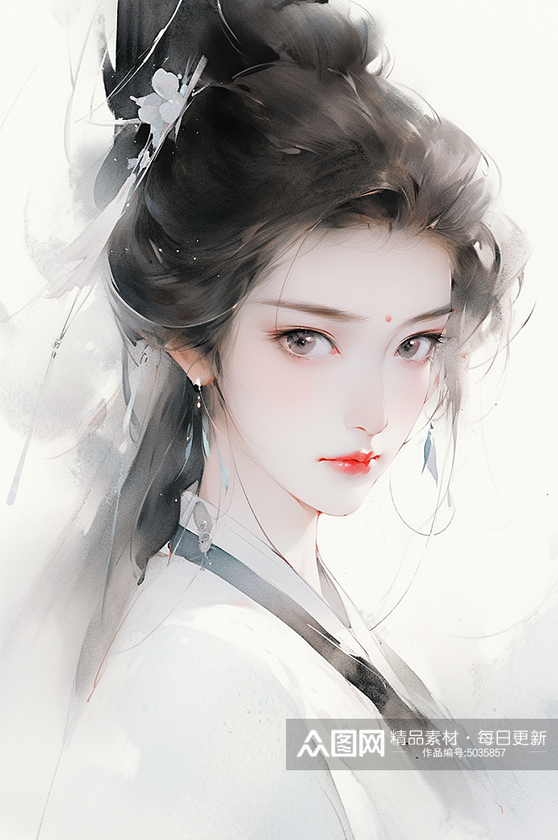 AI数字艺术古风唯美女生插画素材