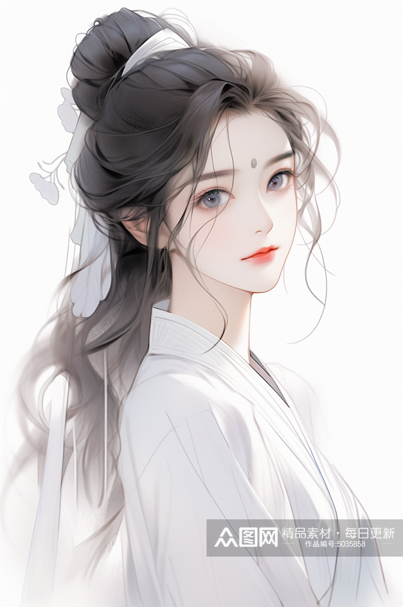 AI数字艺术古风唯美女生插画素材