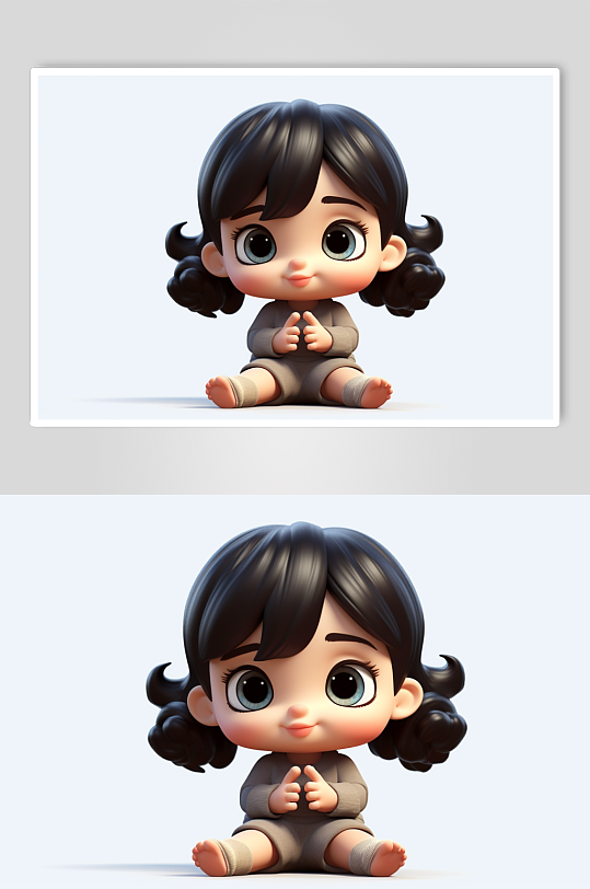 AI数字艺术创意可爱女生婴儿人物模型-众图网