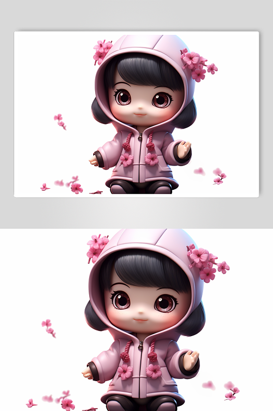 AI数字艺术创意可爱女生婴儿人物模型-众图网