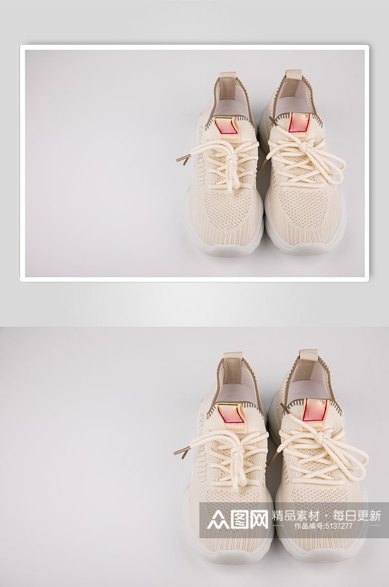 白色运动跑鞋女鞋摄影图片素材