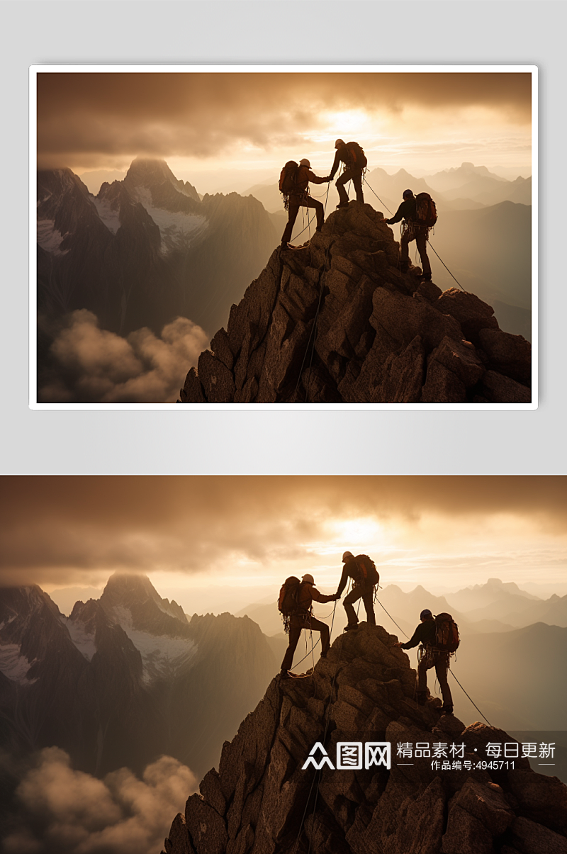 AI数字艺术登山攀岩企业精神人物摄影图片素材
