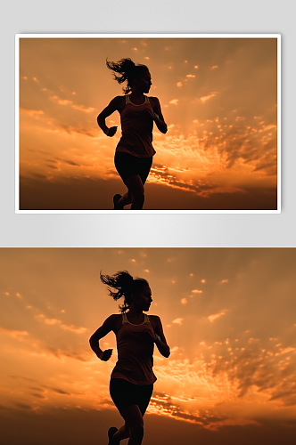 AI数字艺术跑步剪影人物企业精神摄影图片