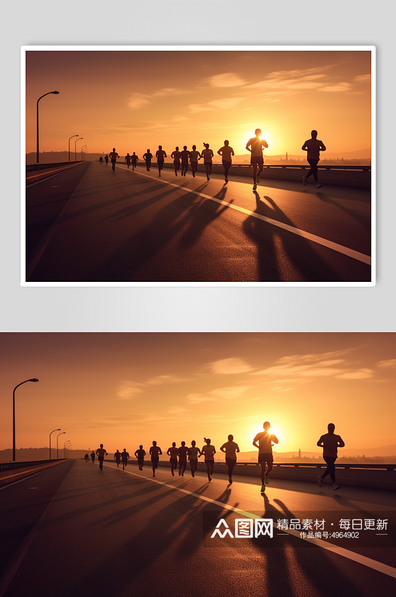 AI数字艺术跑步剪影人物企业精神摄影图片素材