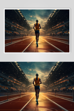 AI数字艺术跑步剪影人物企业摄影图片