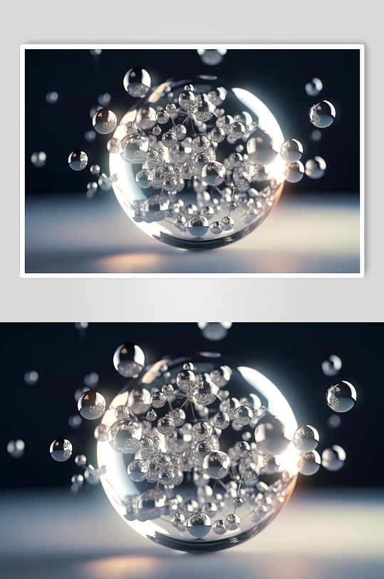 AI数字艺术创意医美液体泡泡分子3d模型