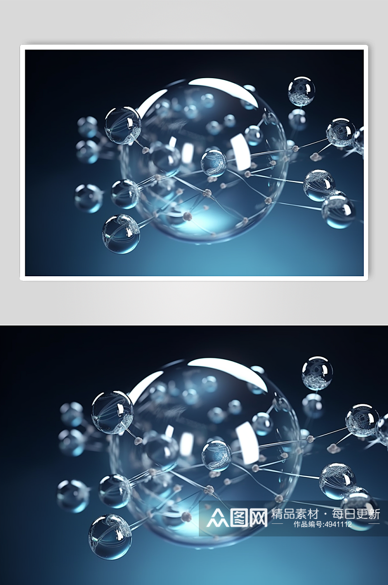 AI数字艺术原创医美液体泡泡分子3d模型素材