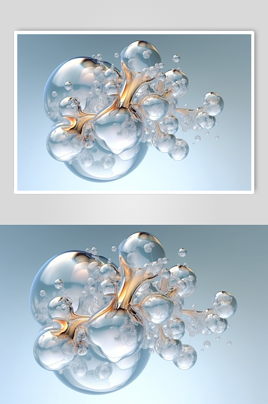 AI数字艺术原创医美液体泡泡分子3d模型-众图网