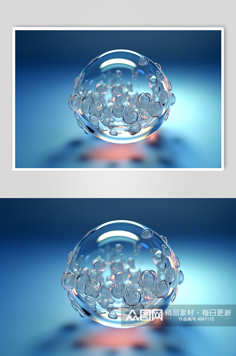 AI数字艺术原创医美液体泡泡分子3d模型素材